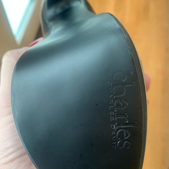 Charles David black leather platform stiletto boots size 8 B - Picture 6 of 7